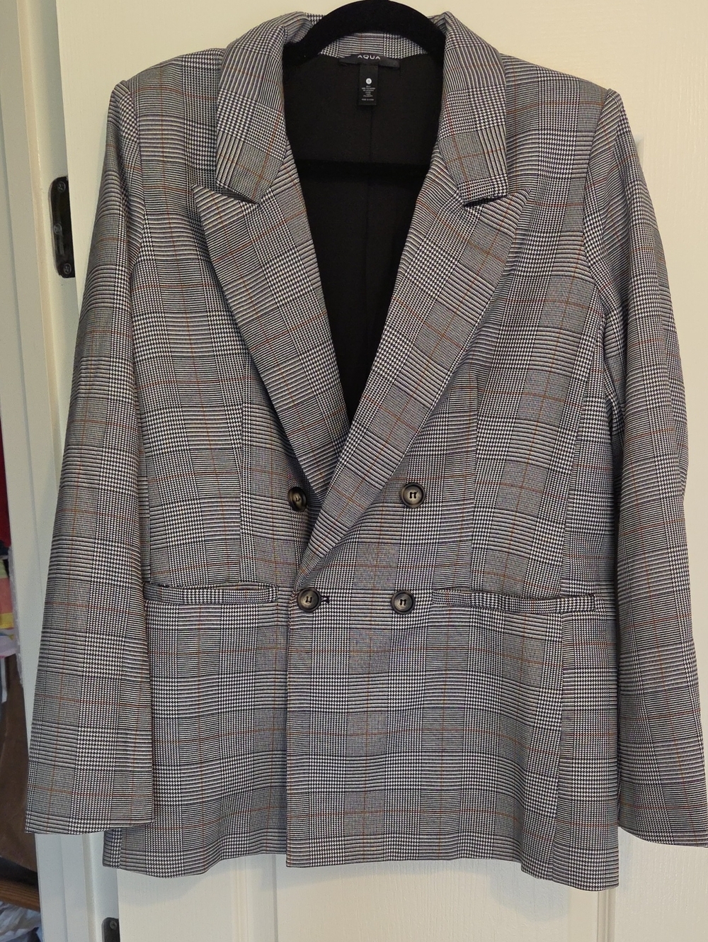 Double-Breasted Plaid Blazer